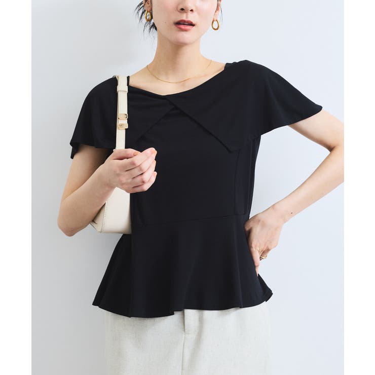 ブラック(01) | 【WEB限定】ビッグカラーペプラムカットソー | VIS 