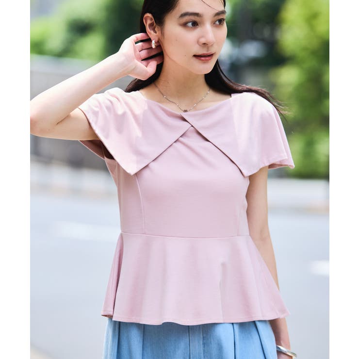 ピンク(63) | 【WEB限定】ビッグカラーペプラムカットソー | VIS 