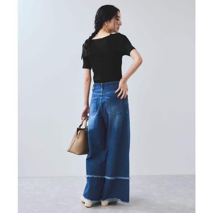 【WEB限定】【骨格で選べる2タイプ】オフショル風リボン半袖ニット | VIS  | 詳細画像11 