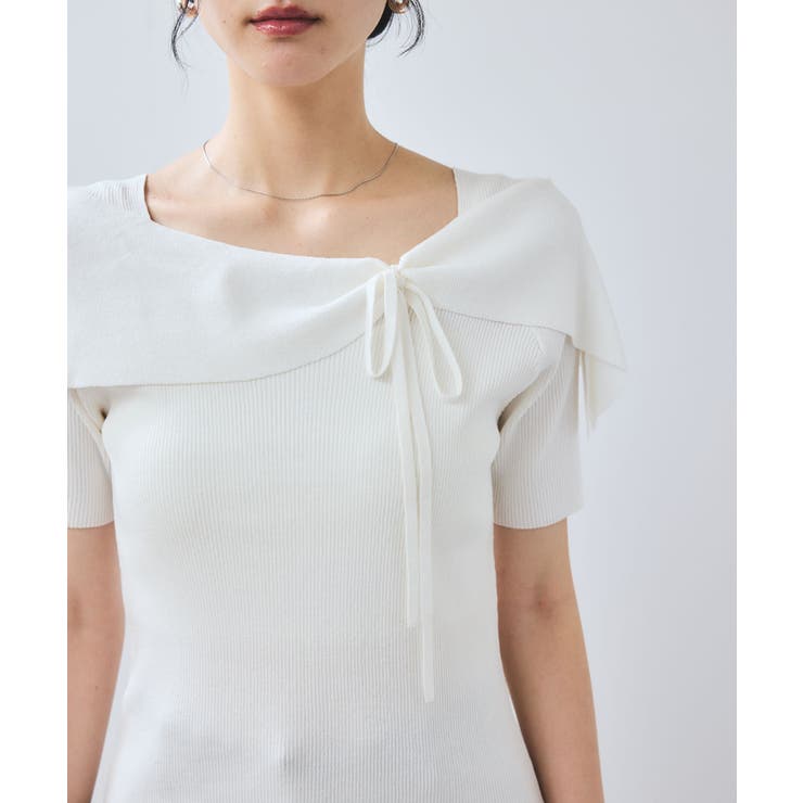 【WEB限定】【骨格で選べる2タイプ】オフショル風リボン半袖ニット | VIS  | 詳細画像20 