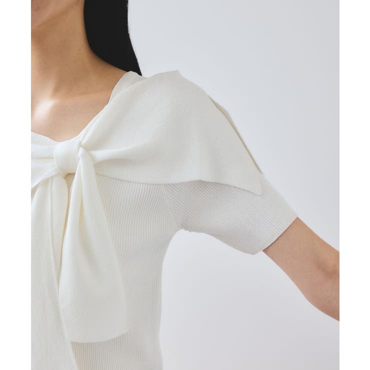 【WEB限定】【骨格で選べる2タイプ】オフショル風リボン半袖ニット | VIS  | 詳細画像24 