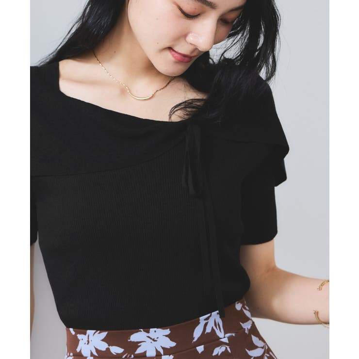 【WEB限定】【骨格で選べる2タイプ】オフショル風リボン半袖ニット | VIS  | 詳細画像9 