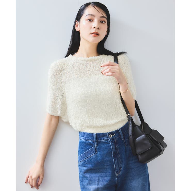 【WEB限定】リボンヤーンバルーン袖サマーニット | VIS  | 詳細画像5 