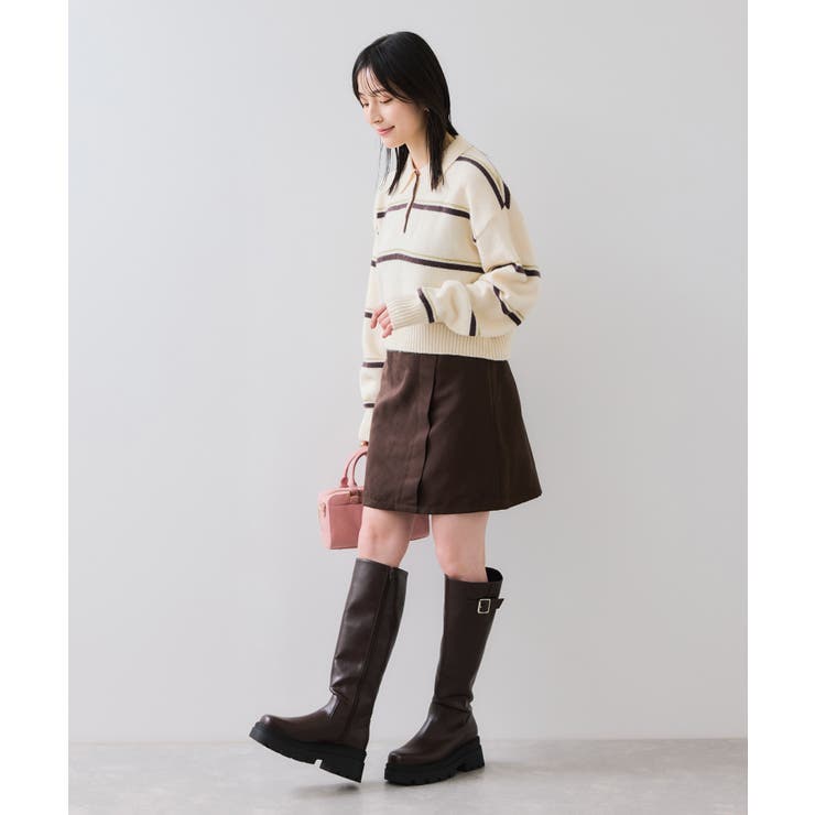 【WEB/一部店舗限定】ボーダー柄ポロニットプルオーバー | VIS  | 詳細画像12 