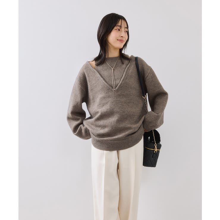 【WEB限定】アンサンブル風Vネックニット | VIS  | 詳細画像11 