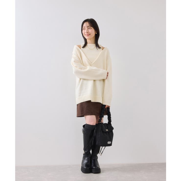 【WEB限定】アンサンブル風Vネックニット | VIS  | 詳細画像13 