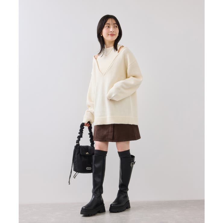 【WEB限定】アンサンブル風Vネックニット | VIS  | 詳細画像14 