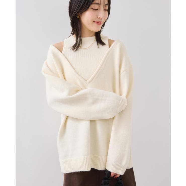 【WEB限定】アンサンブル風Vネックニット | VIS  | 詳細画像15 