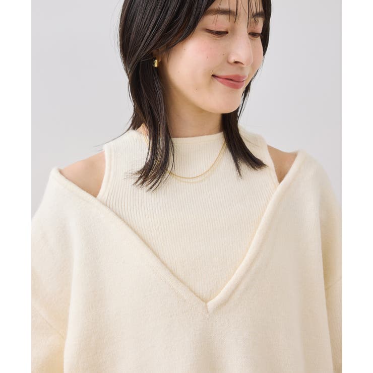 【WEB限定】アンサンブル風Vネックニット | VIS  | 詳細画像17 