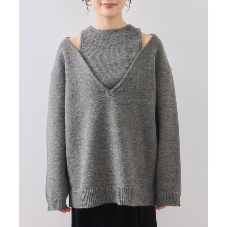 【WEB限定】アンサンブル風Vネックニット | VIS  | 詳細画像18 