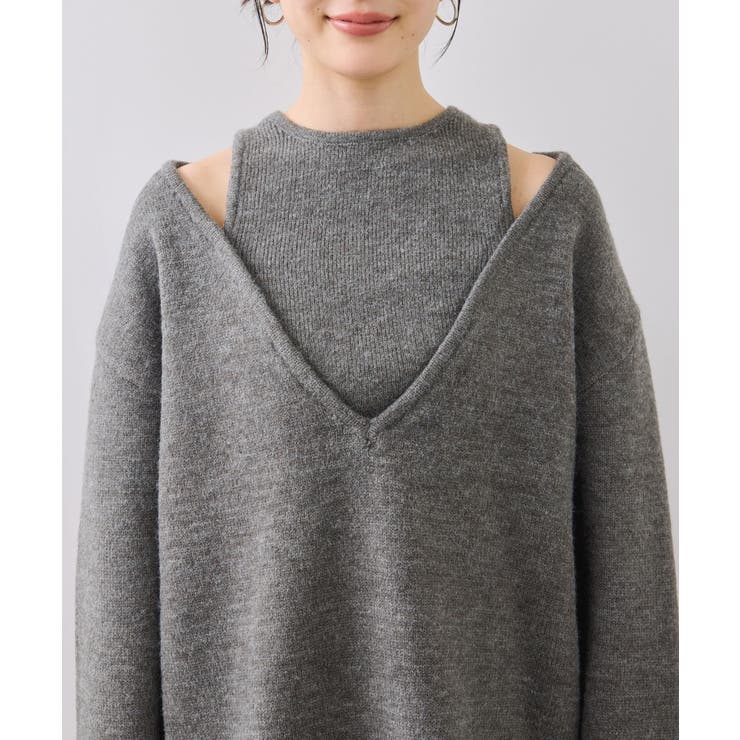 【WEB限定】アンサンブル風Vネックニット | VIS  | 詳細画像21 