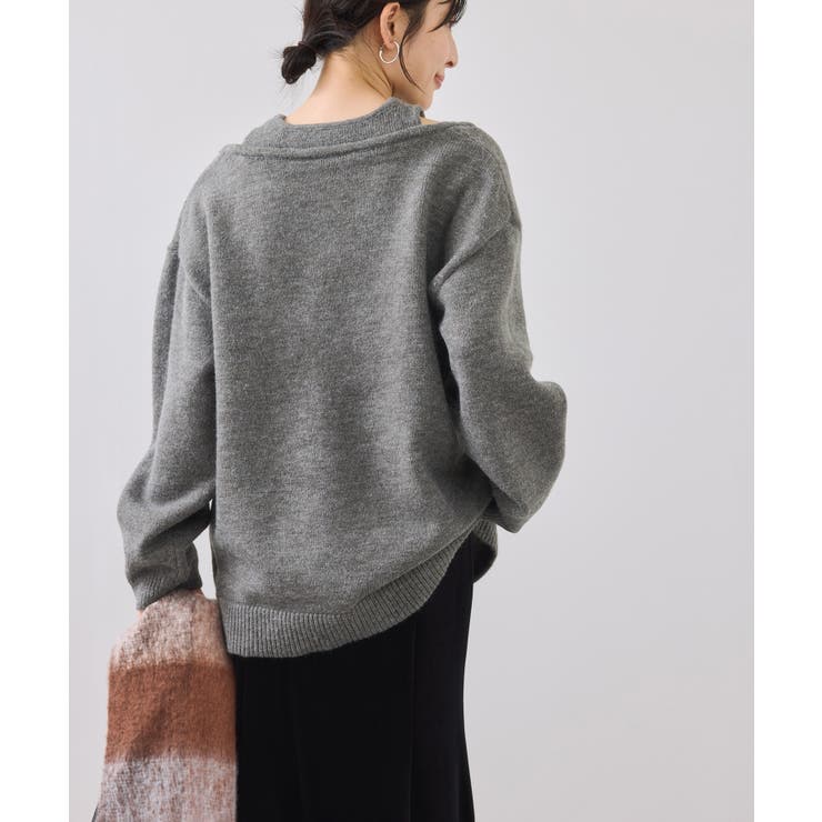 【WEB限定】アンサンブル風Vネックニット | VIS  | 詳細画像7 