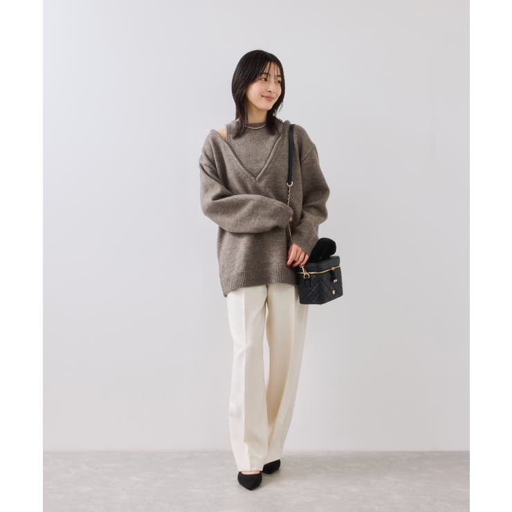 【WEB限定】アンサンブル風Vネックニット | VIS  | 詳細画像8 