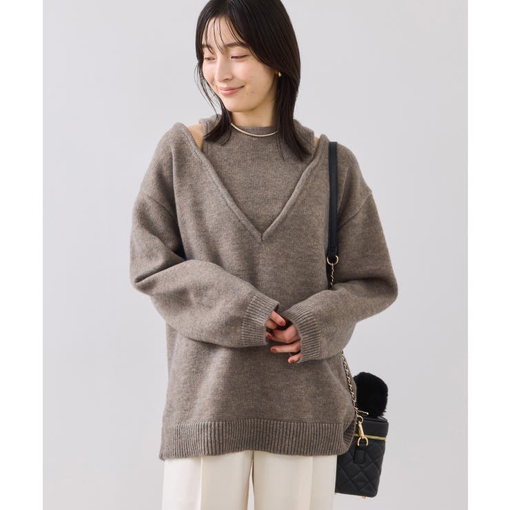 【WEB限定】アンサンブル風Vネックニット | VIS  | 詳細画像9 