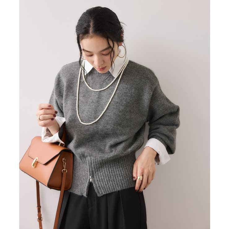 グレーサブ(09) | 【WEB限定】裾ジップニットプルオーバー | VIS 