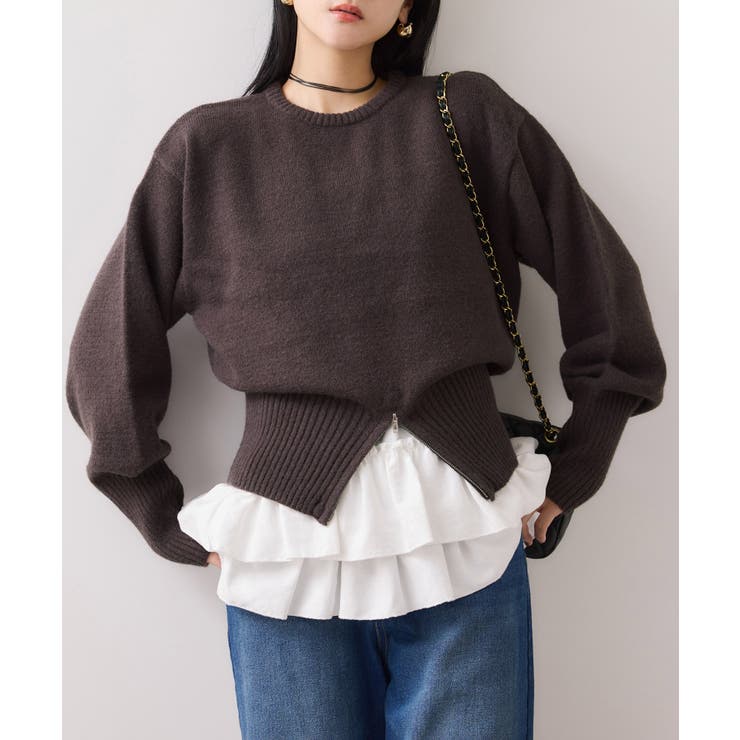 ブラウン(20) | 【WEB限定】裾ジップニットプルオーバー | VIS 