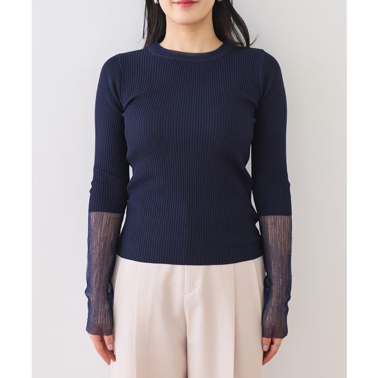 【WEB限定】袖シアー切り替えリブニットプルオーバー | VIS  | 詳細画像10 