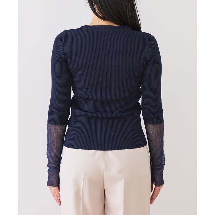 【WEB限定】袖シアー切り替えリブニットプルオーバー | VIS  | 詳細画像12 