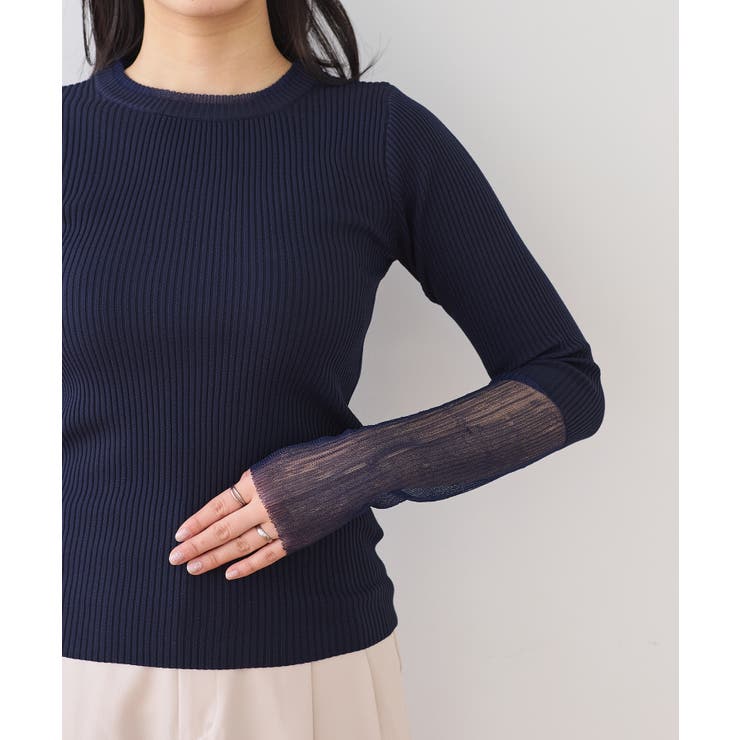 【WEB限定】袖シアー切り替えリブニットプルオーバー | VIS  | 詳細画像13 