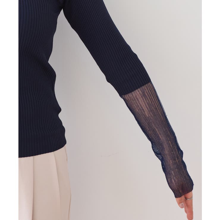 【WEB限定】袖シアー切り替えリブニットプルオーバー | VIS  | 詳細画像14 