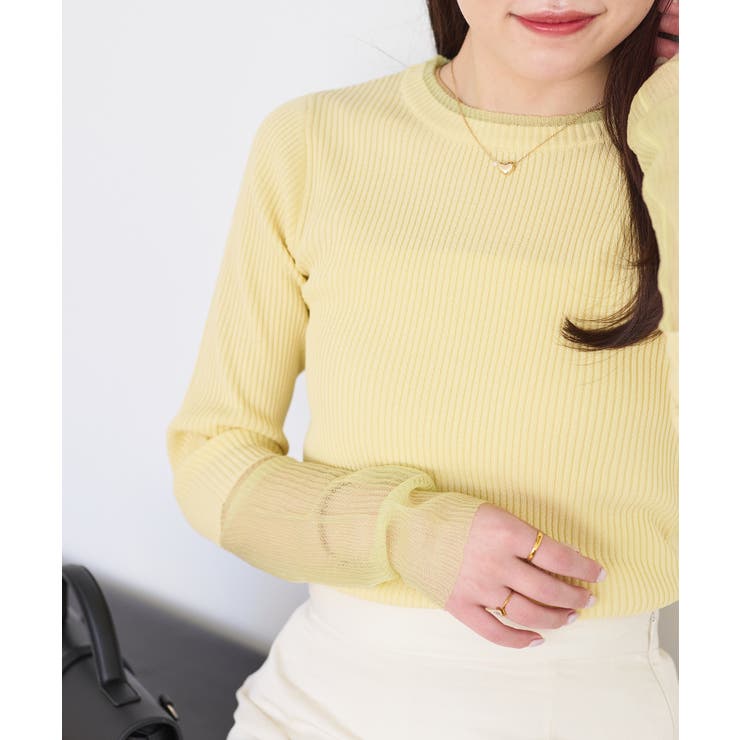 【WEB限定】袖シアー切り替えリブニットプルオーバー | VIS  | 詳細画像4 