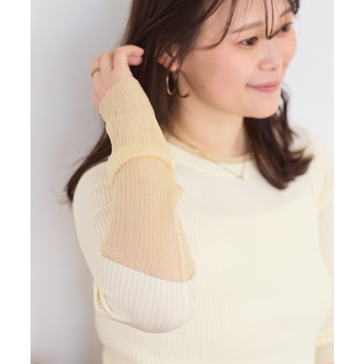 【WEB限定】袖シアー切り替えリブニットプルオーバー | VIS  | 詳細画像7 