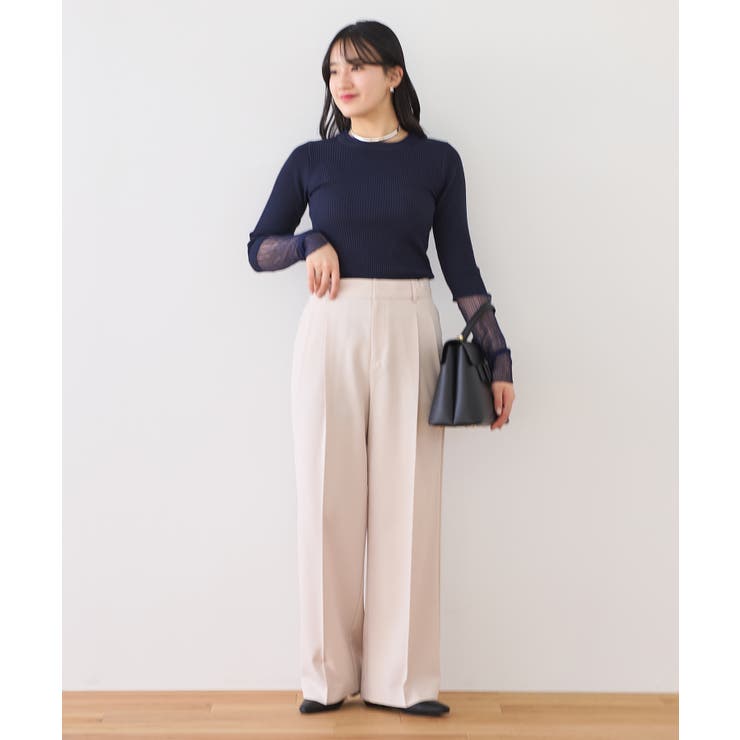 【WEB限定】袖シアー切り替えリブニットプルオーバー | VIS  | 詳細画像8 