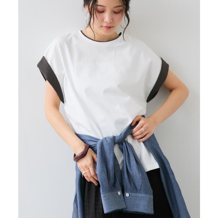 オフホワイト(15) | 【WEB限定】天竺袖配色Tシャツ | VIS 
