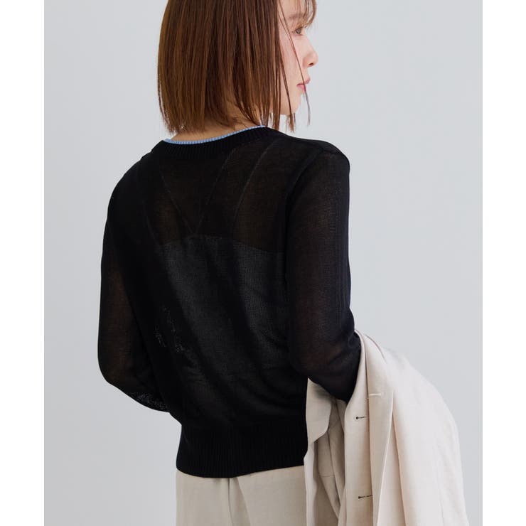 【WEB限定】リネンタッチ配色シアーカーディガン | VIS  | 詳細画像17 
