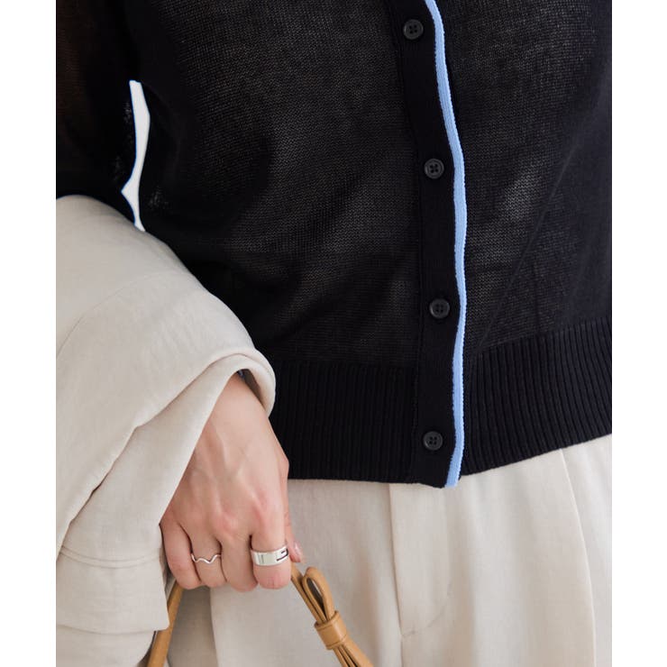 【WEB限定】リネンタッチ配色シアーカーディガン | VIS  | 詳細画像19 