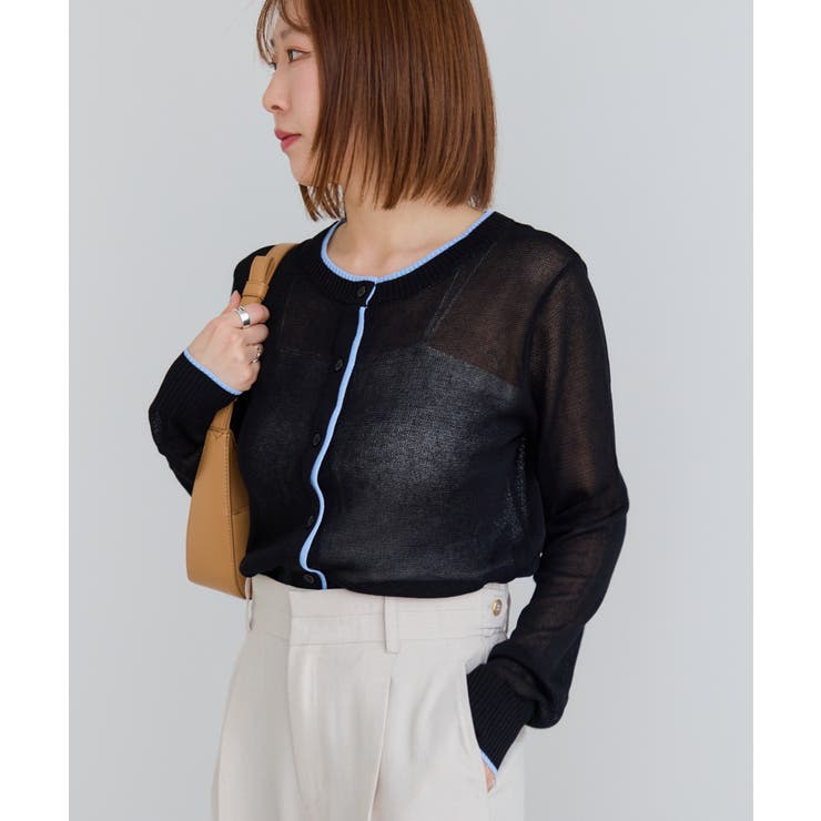 【WEB限定】リネンタッチ配色シアーカーディガン | VIS  | 詳細画像20 