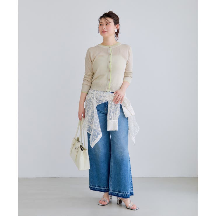 【WEB限定】リネンタッチ配色シアーカーディガン | VIS  | 詳細画像21 