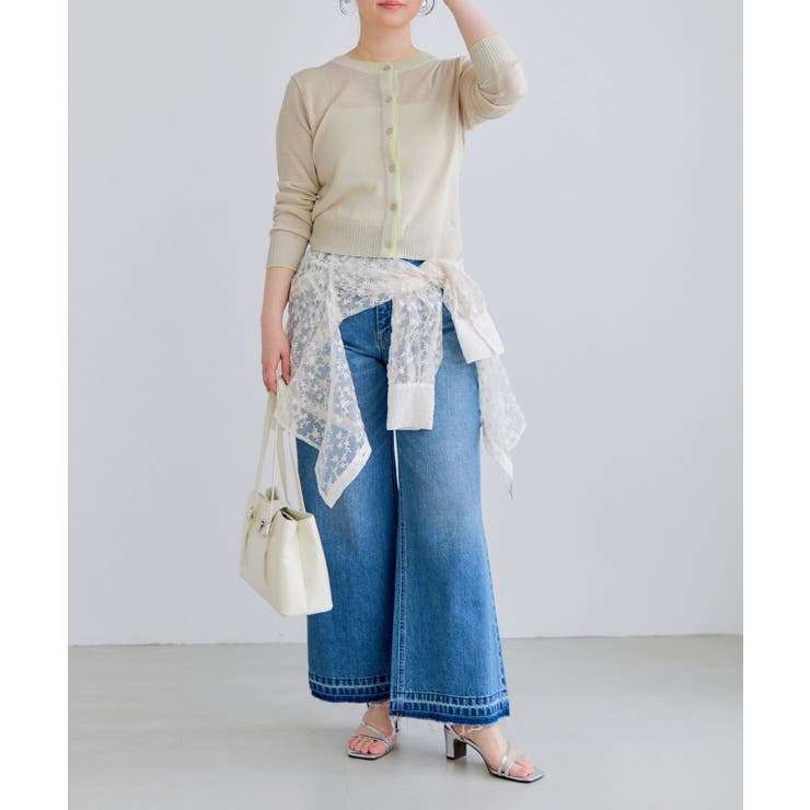 【WEB限定】リネンタッチ配色シアーカーディガン | VIS  | 詳細画像22 