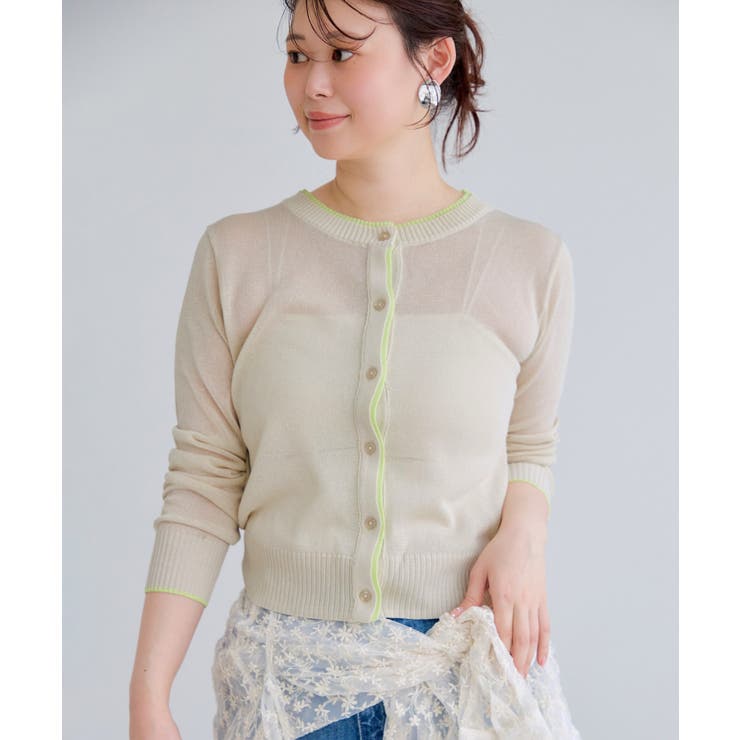 【WEB限定】リネンタッチ配色シアーカーディガン | VIS  | 詳細画像23 