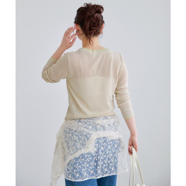 【WEB限定】リネンタッチ配色シアーカーディガン | VIS  | 詳細画像24 