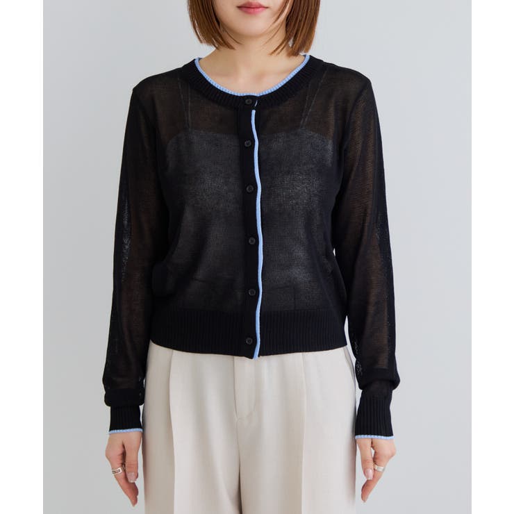 【WEB限定】リネンタッチ配色シアーカーディガン | VIS  | 詳細画像26 