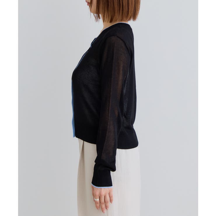 【WEB限定】リネンタッチ配色シアーカーディガン | VIS  | 詳細画像27 