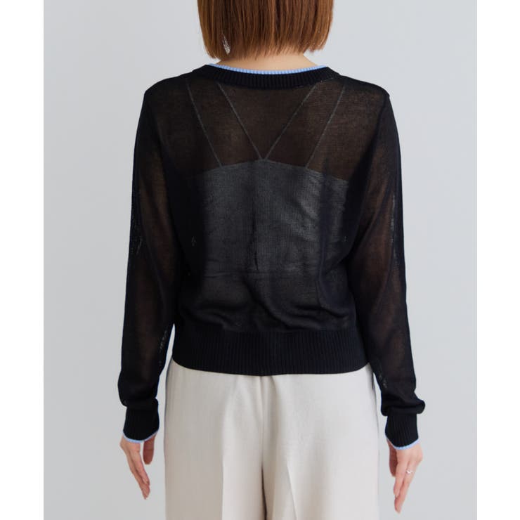 【WEB限定】リネンタッチ配色シアーカーディガン | VIS  | 詳細画像28 