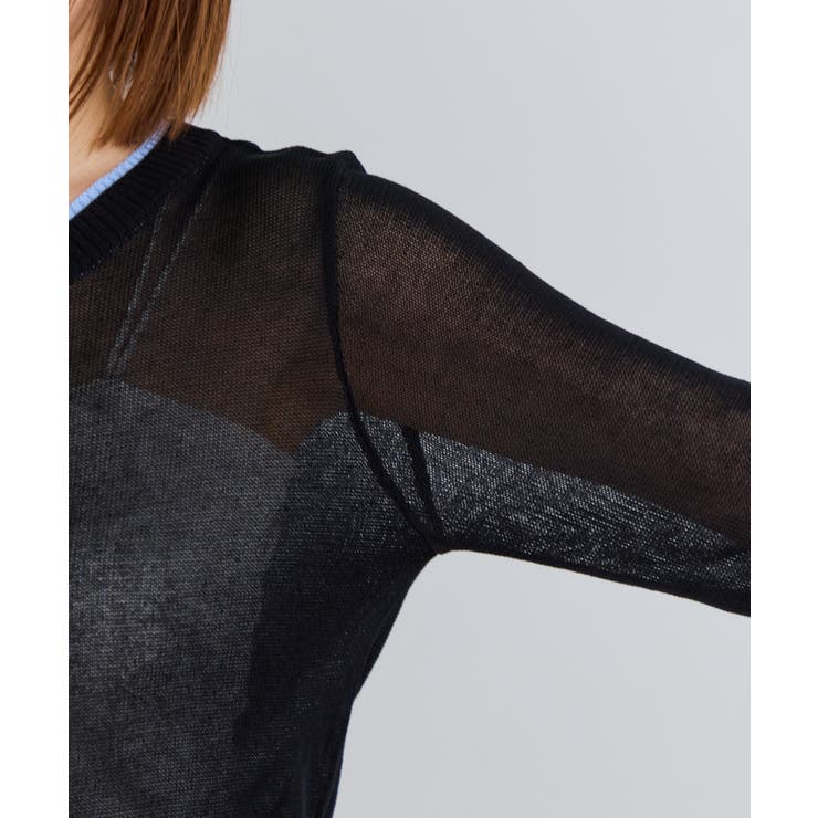 【WEB限定】リネンタッチ配色シアーカーディガン | VIS  | 詳細画像30 