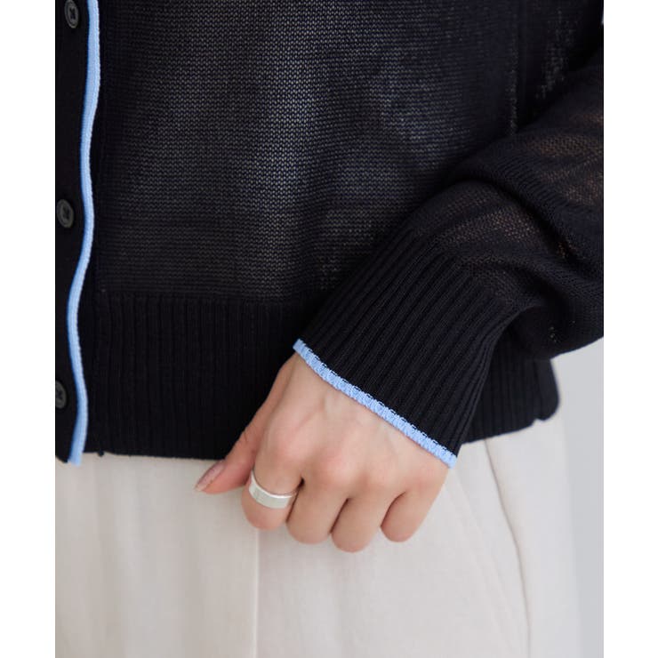 【WEB限定】リネンタッチ配色シアーカーディガン | VIS  | 詳細画像32 