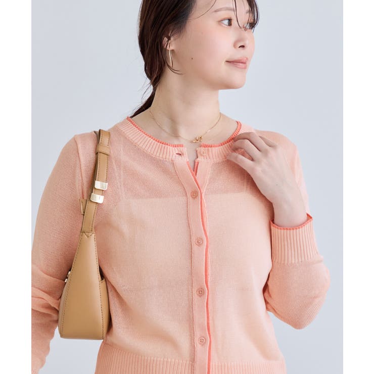 【WEB限定】リネンタッチ配色シアーカーディガン | VIS  | 詳細画像4 