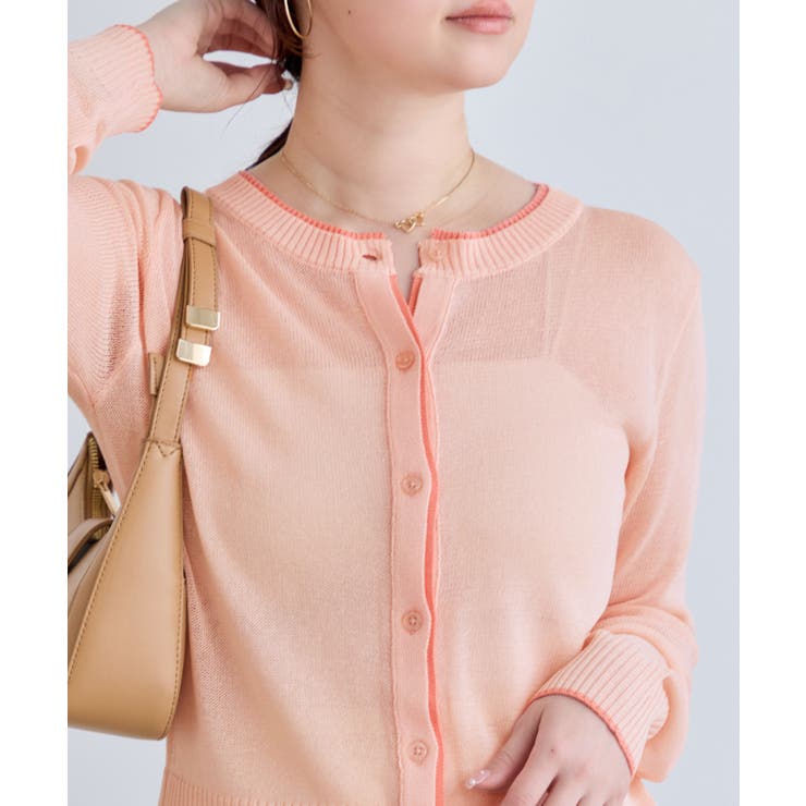 【WEB限定】リネンタッチ配色シアーカーディガン | VIS  | 詳細画像6 