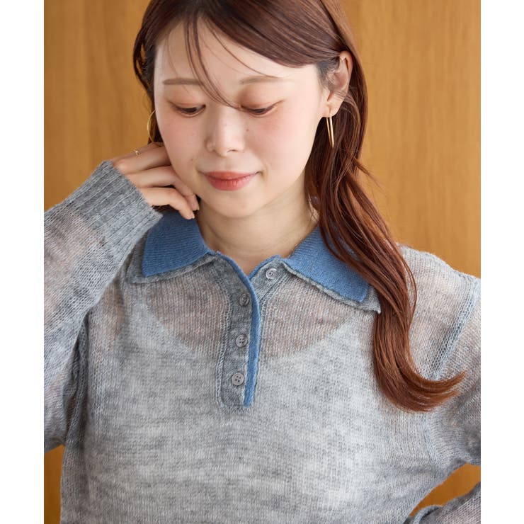 【WEB限定】透かしモヘアレイヤード襟配色ニット | VIS  | 詳細画像10 