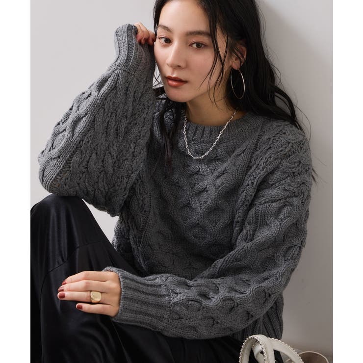 【WEB限定】ローゲージケーブルクロップドニット | VIS  | 詳細画像1 