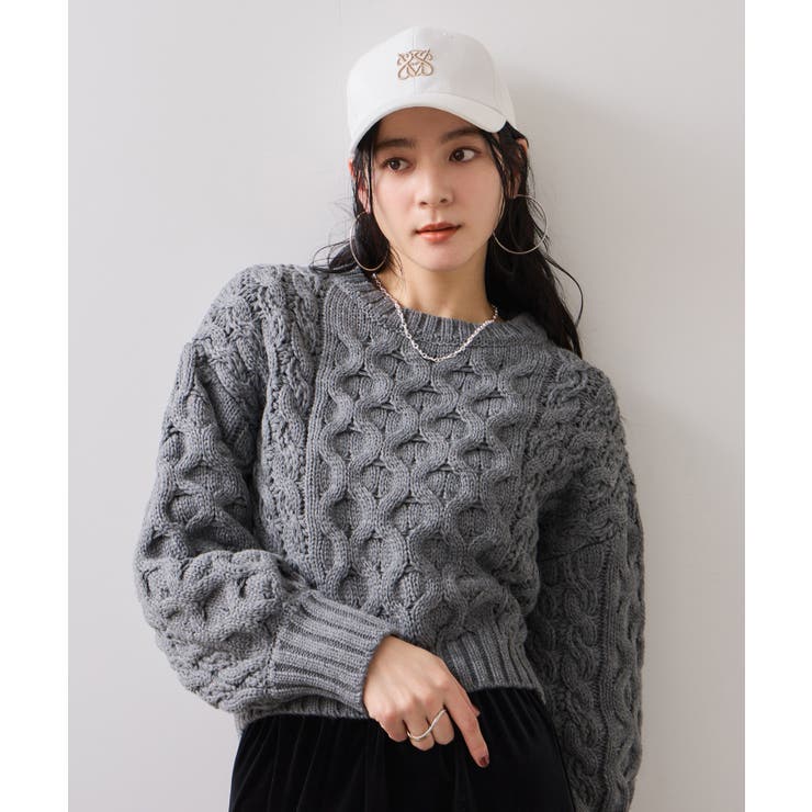 【WEB限定】ローゲージケーブルクロップドニット | VIS  | 詳細画像14 