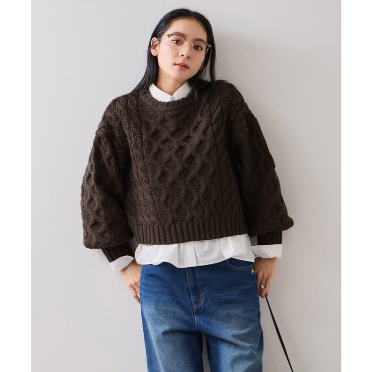 【WEB限定】ローゲージケーブルクロップドニット | VIS  | 詳細画像16 