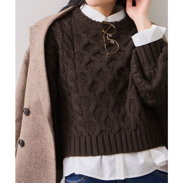 【WEB限定】ローゲージケーブルクロップドニット | VIS  | 詳細画像21 