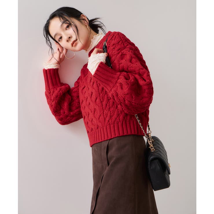 【WEB限定】ローゲージケーブルクロップドニット | VIS  | 詳細画像23 