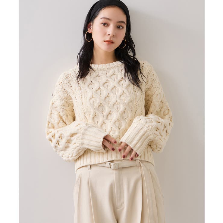 キナリ(16) | 【WEB限定】ローゲージケーブルクロップドニット | VIS 