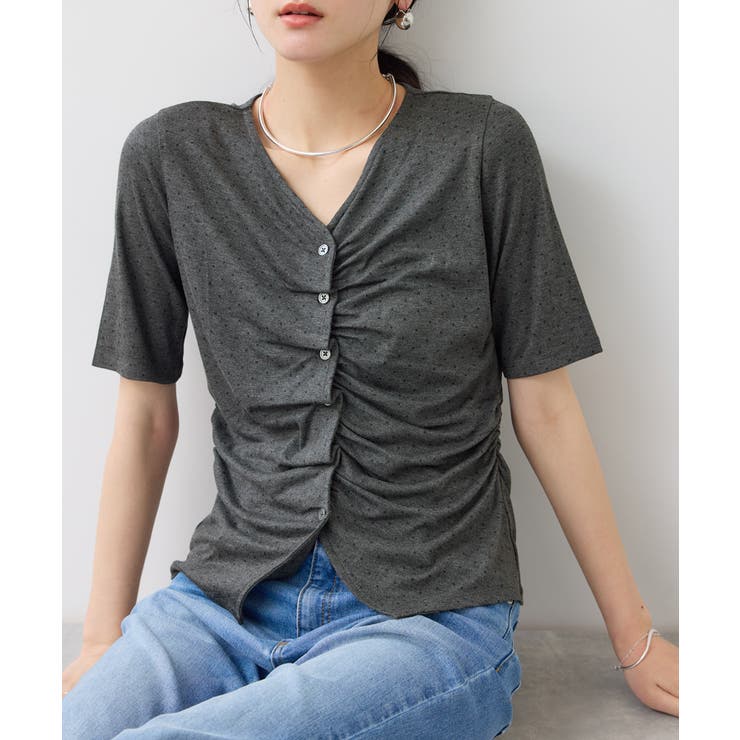 チャコール(06) | 【WEB限定】フロントシャーリングトップス | VIS 